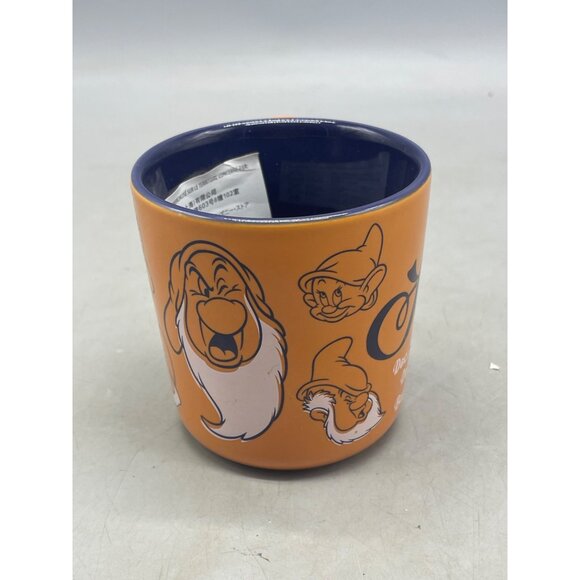 Seven Dwarfs Off To Work Crew Orange Disney Store Coffee Mug Tea Cup READ NEW - Picture 2 of 7